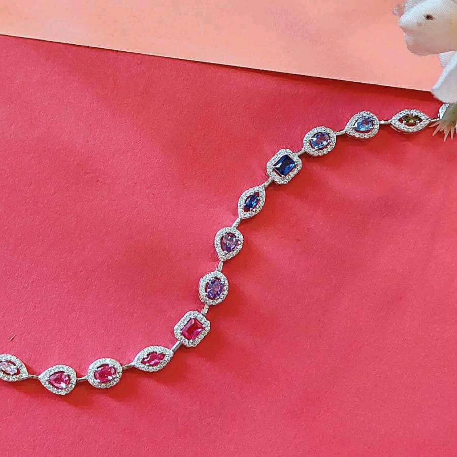 Cubic Zirconia And Color Stone Bracelet 